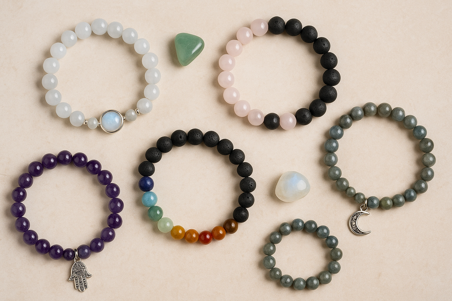 Pulseras de Plata, Minerales y Amuletos Espirituales